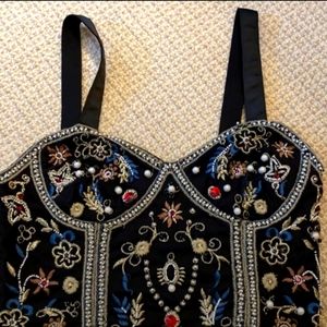 Zara Black Embroidered Crop Top